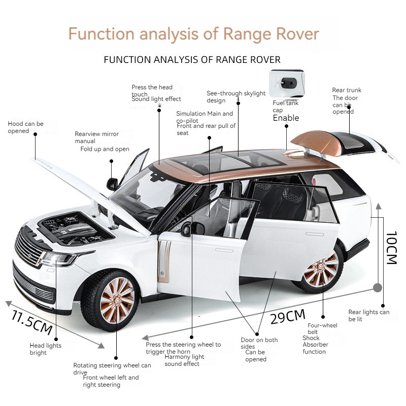 Wholesale Simulation diecast 1:18 Land Rover Range Rover SUV 2023 alloy car model decoration toys sound and light doors open