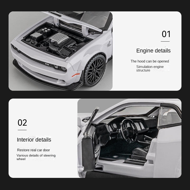 Dodge Challenger Charger SRT diecast 1:32 metal car shock absorber simulation sound and light pullback door open alloy car model