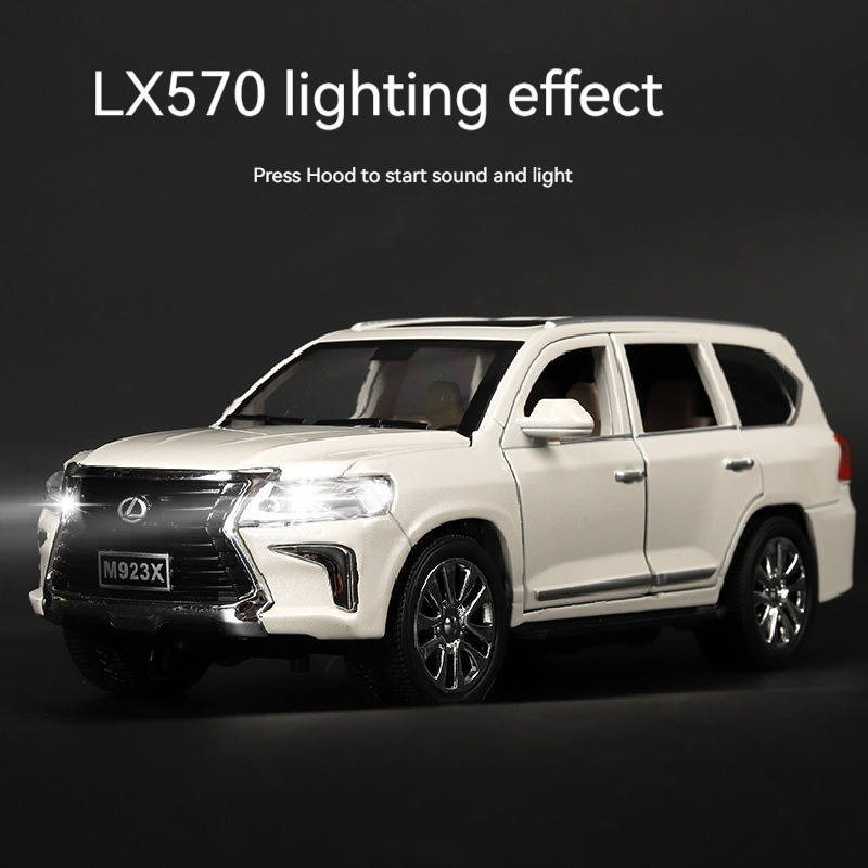 diecast toys model car 1:24 Lexus lx570 with sound and light pullback decorate ornament Modelo del coche metal car model toys