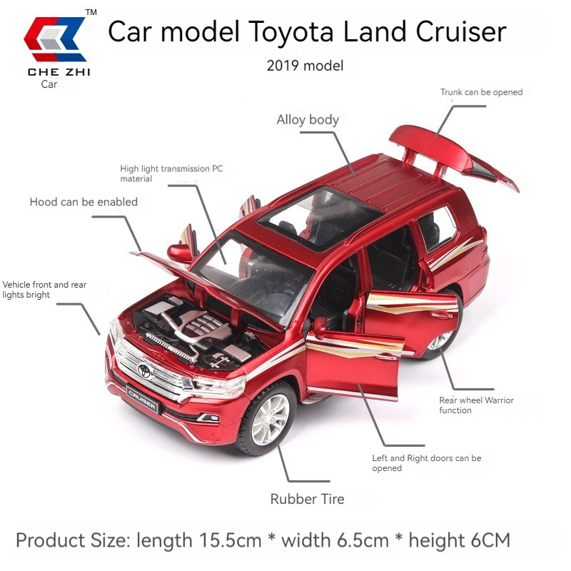 1:32 scale model car Toyota CRUISER alloy car with sound and light pullback decorate ornament doors open Modelo del coche