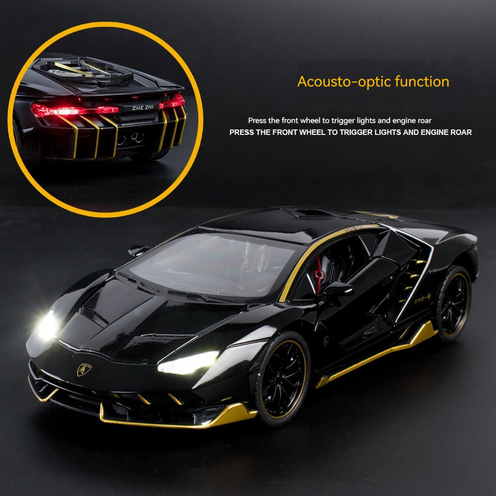 diecast model car 1:24 Lambor 770 supercar with sound and light pullback doors open decorate ornament metal car model toys