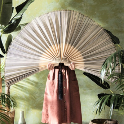 Natural bamboo fan wall hanging large top