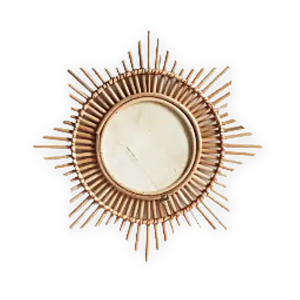 Trending Sunburst Rattan Wall Mirror, Vintage Decorative Mirror for Living Room, Bathroom, and Bedroom Decor.