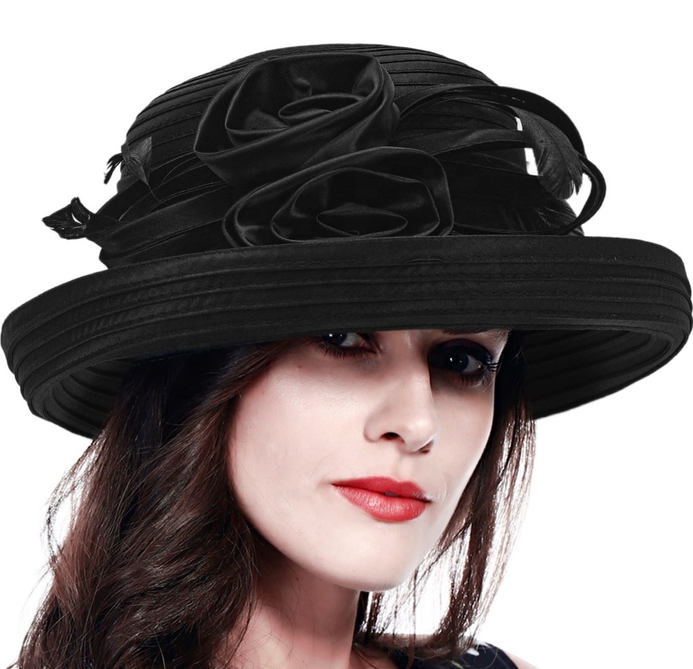 Women Satin Kentucky Derby Dress Wedding Party Bucket Hat Elegant Cloche Oaks Church Hat SD702