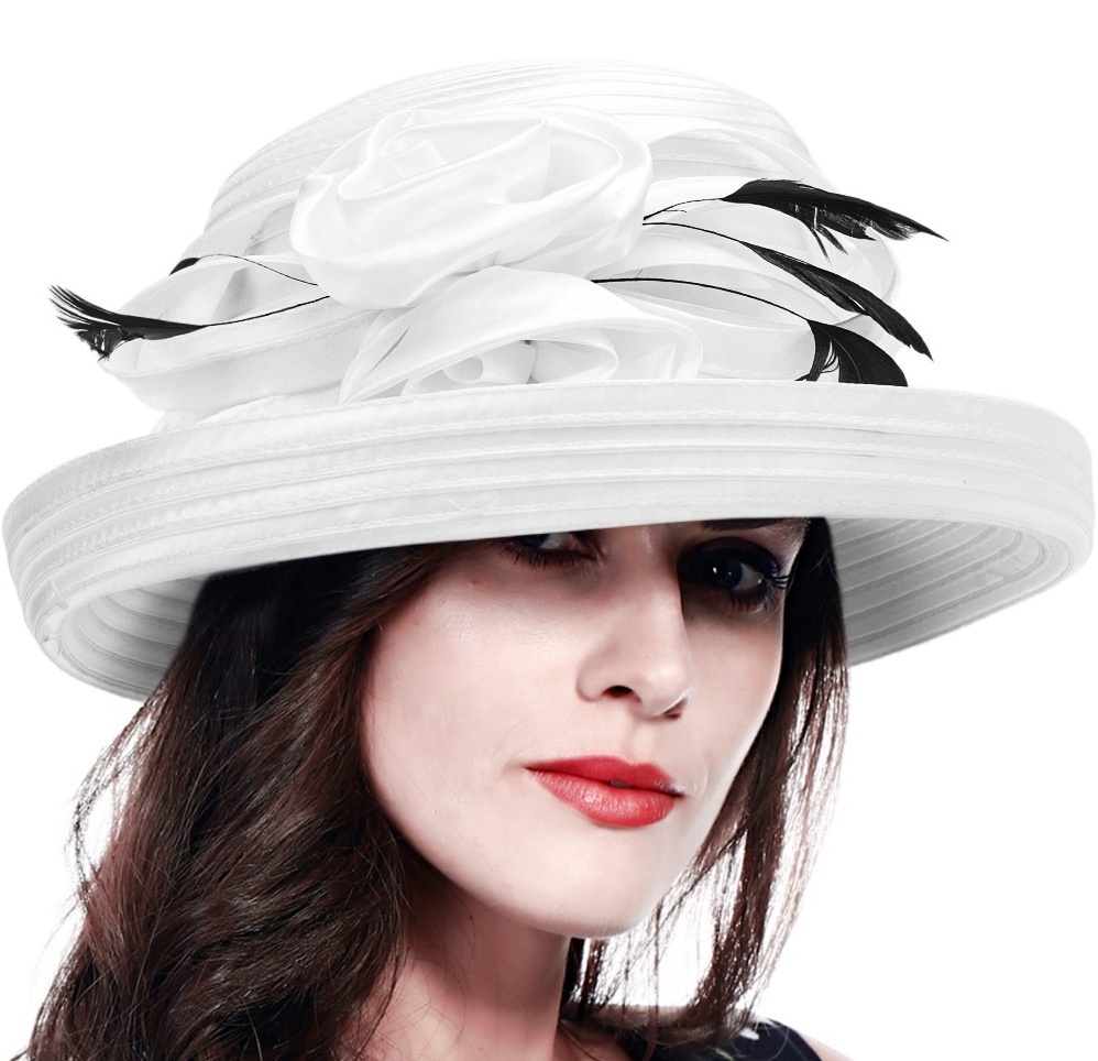 Women Satin Kentucky Derby Dress Wedding Party Bucket Hat Elegant Cloche Oaks Church Hat SD702