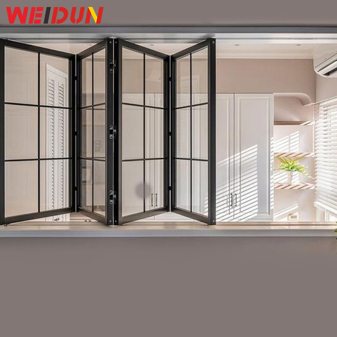 WEIDUN  high quality soundproof broken bridge aluminum folding windows for dinning  room for  balcony  factory direct supply