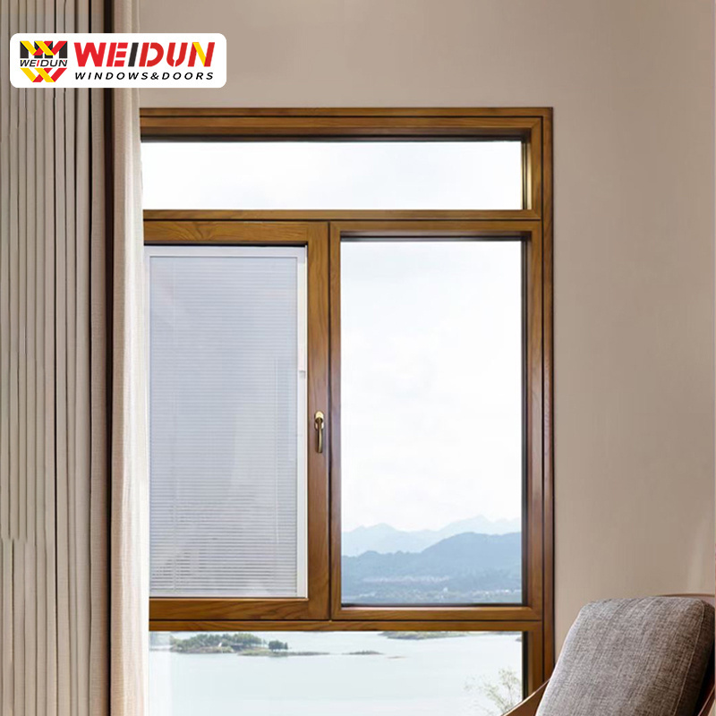 high quality WeiDun 90 series Aluminum-clad wood soundproof thermal  insulation hinged windows window for house