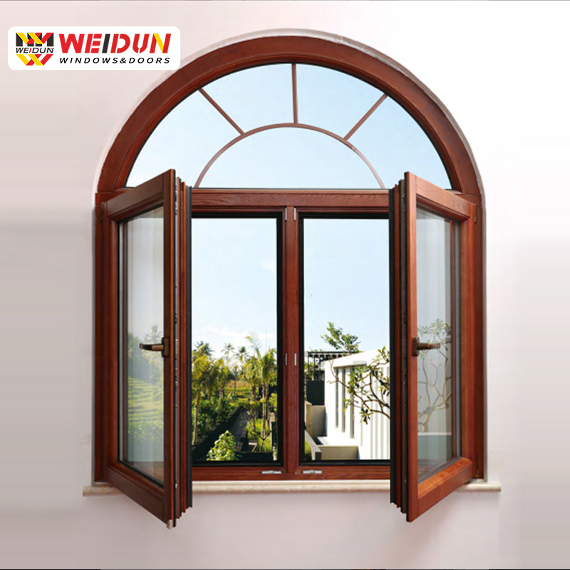 high quality WeiDun 90 series Aluminum-clad wood soundproof thermal  insulation hinged windows window for house