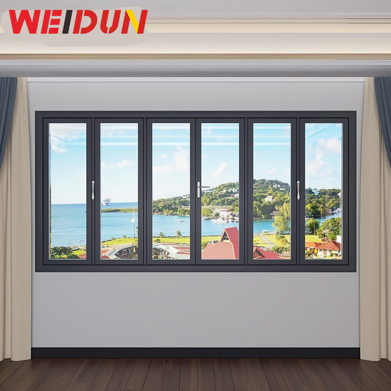 WEIDUN  high quality soundproof broken bridge aluminum folding windows for dinning  room for  balcony  factory direct supply