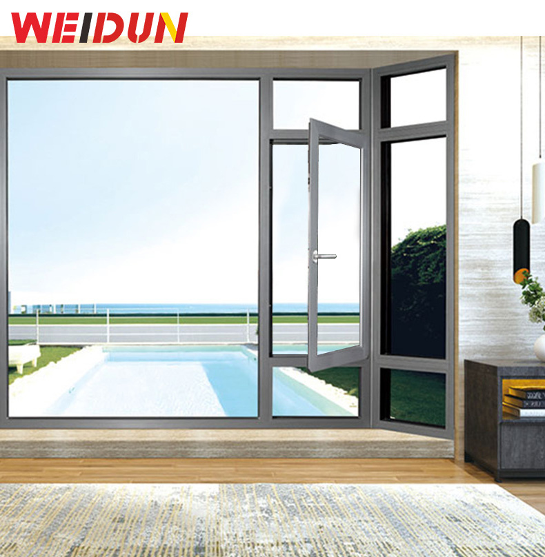 high quality WEI DUNM   broken bridge aluminum hinged windows soundproof thermal insulation house windows for house