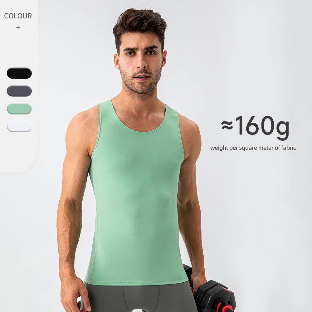 GYM Shirt Custom Logo 80% Nylon 20% Spandex 160GSM Baselayer Compression Clothing Workout Sports Gym Tank Tops Singlet Clothing