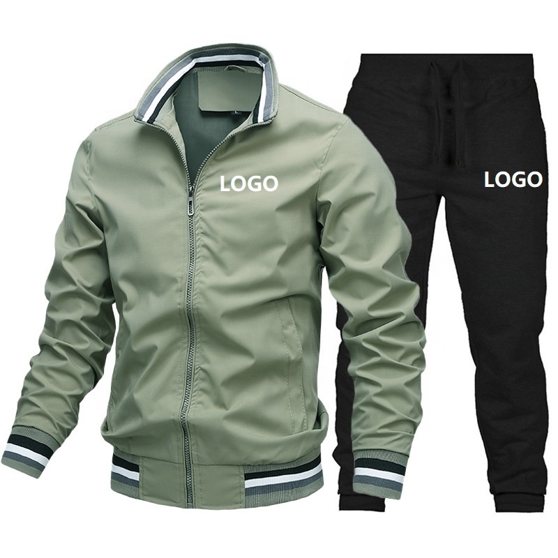 Jogging Suit Custom Logo Polyester Full Zip Casual Sportswear Gym Sweat Suits Tracksuit For Men