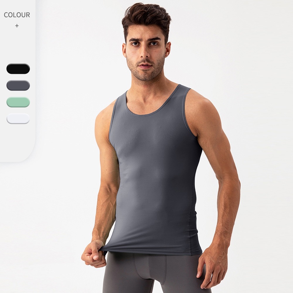 GYM Shirt Custom Logo 80% Nylon 20% Spandex 160GSM Baselayer Compression Clothing Workout Sports Gym Tank Tops Singlet Clothing