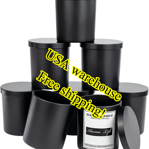 US Warehouse Free shipping 10oz Matte Black Candle Jars With Lid Packaging Glass Empty Candle Jar Luxury Unique For Candle Make