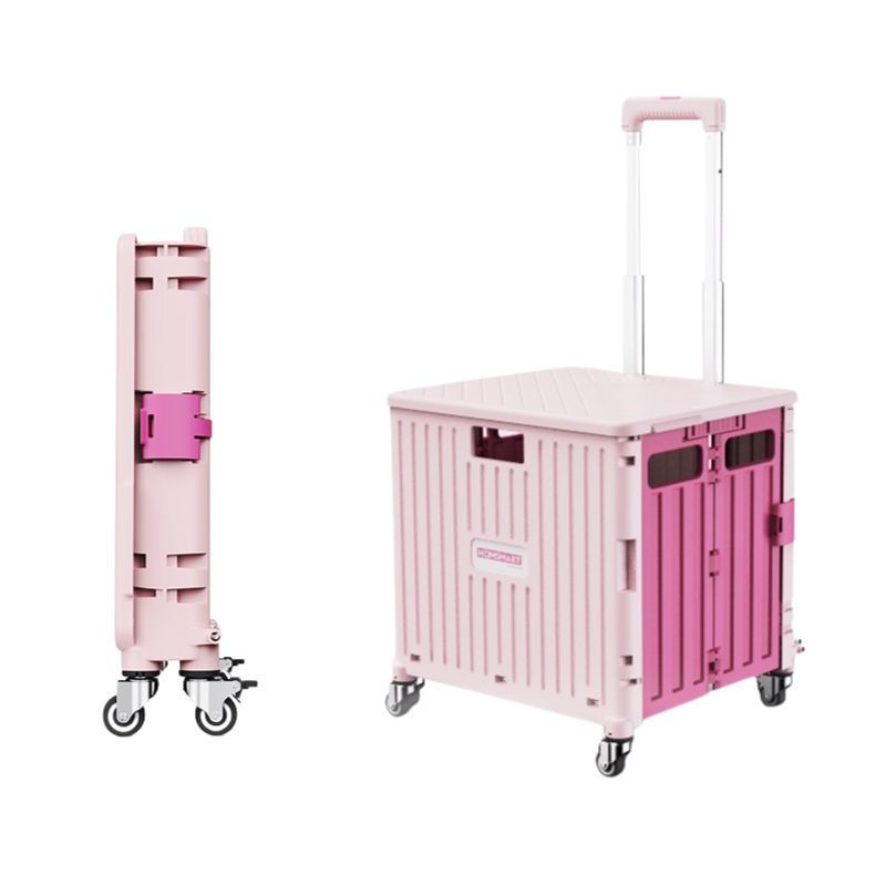 Heavy Duty Foldable Wheeled Crate With Handle Rolling Crate Cart in Plastic for Storage