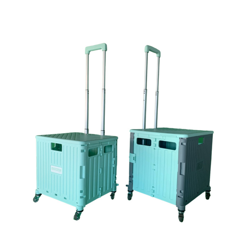 Four Casters Collapsible Easy Box Shopping Cart