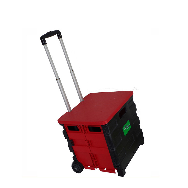 Quik Cart Collapsible Rolling Crate on Wheels for Teachers Tote Basket ,Made from Heavy Duty Plastic Used as a Seat