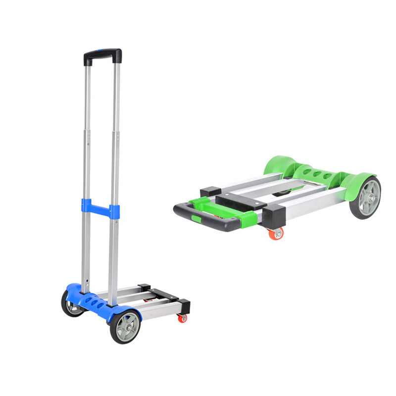 Mini Luggage Cart with 2 Wheels Lightweight Plastic Carrier Trolley Folding Hand Truck for Shopping, Camping Moving, Office Use