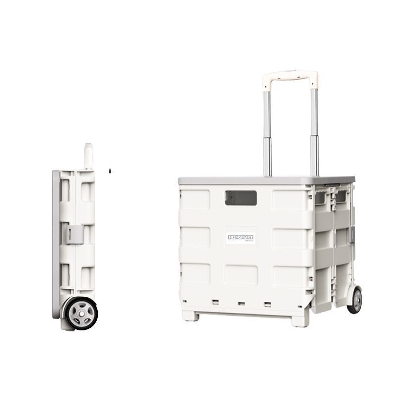 Heavy Duty Foldable Wheeled Crate With Handle Rolling Crate Cart in Plastic for Storage