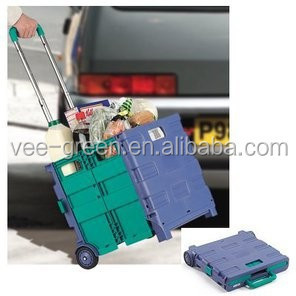 Plastic Multi-use Folding Crate Trolley with Aluminum Handle