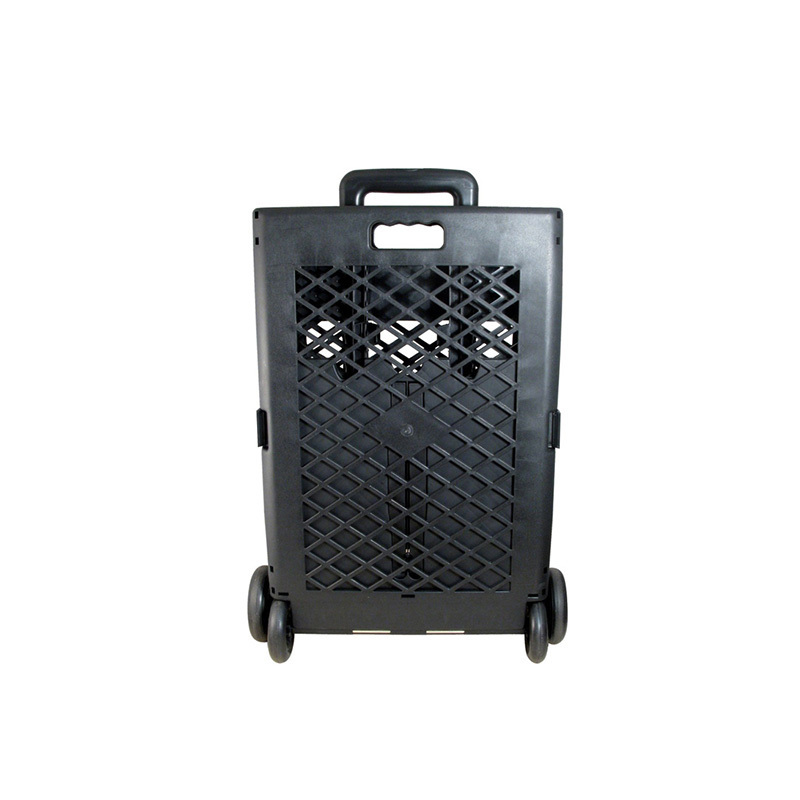 Foldable Rolling Crate with Wheels Folding Heavy Duty Collapsible Basket with Telescopic Handle 66 lbs Capacity Rolling Cart