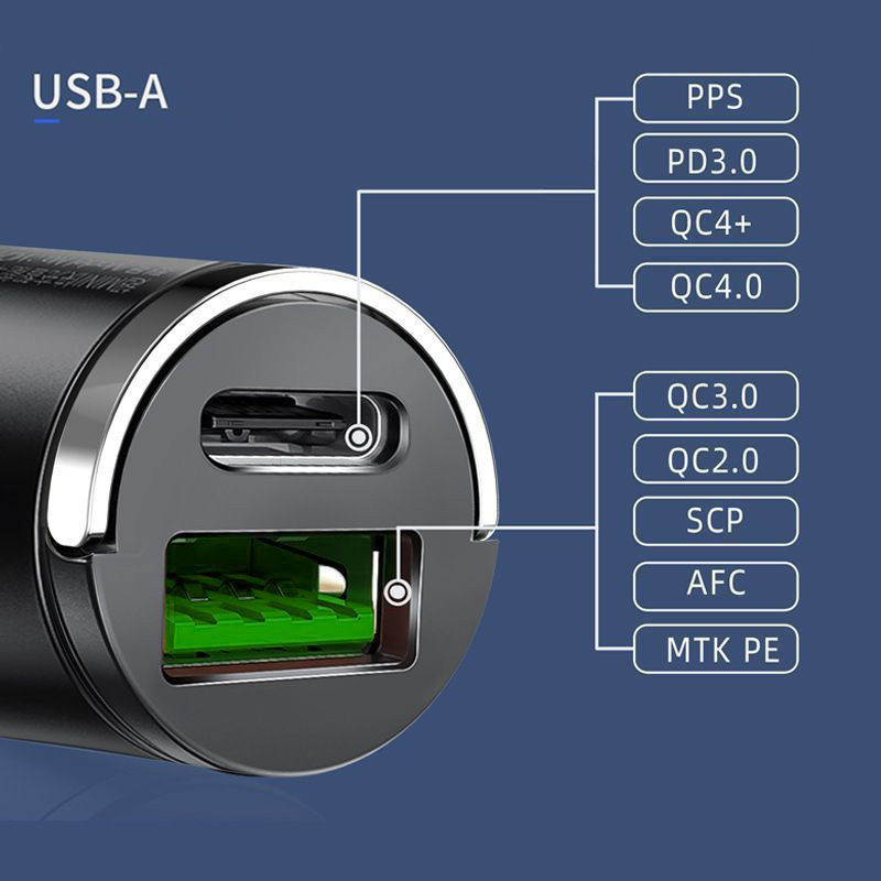 Custom OEM 12V 24V Universal QC3.0 Mini Dual Port super Fast Charging PD 30W flush fit USB C USB Car Charger 100w for iphone 15