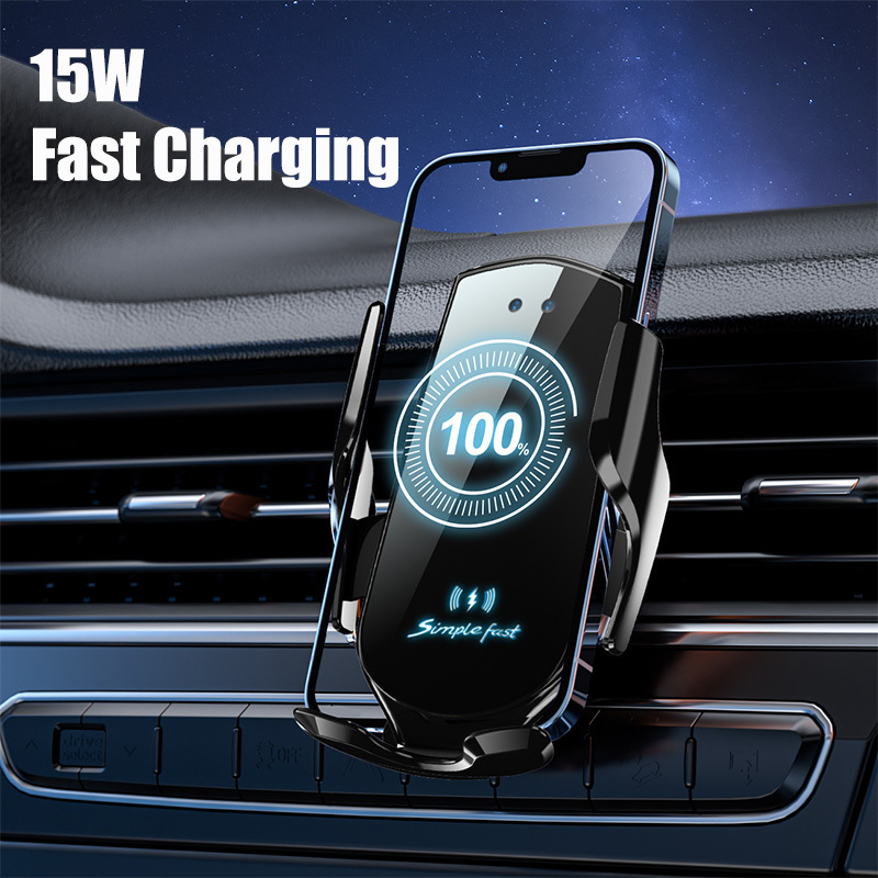 Factory 15W Automatic Car Air Vent Mount Holder Mobile Phone Holder Wireless Car Charger Smart Sensor Fast Wireless Phone Holder