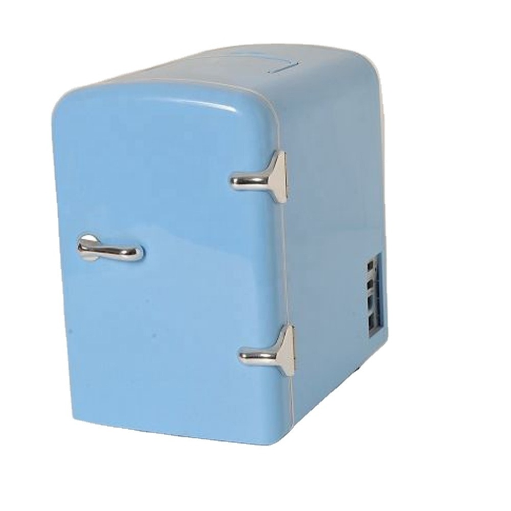 Blue Color 4L 6 Cans Home Rechargeable Mini Refrigerator For Car