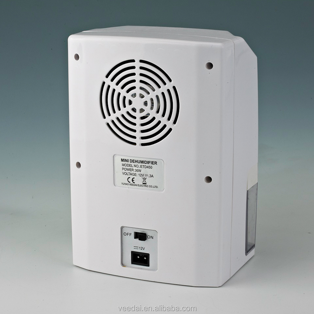 0.8L water tank desiccant dehumidifier 12V/Reusable Mini Dehumidifier 100V-240V ETD450