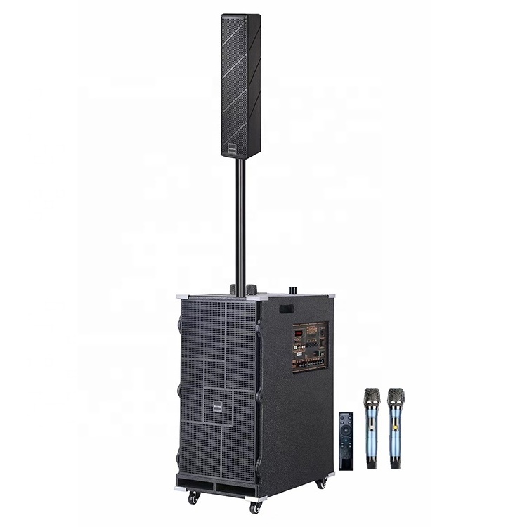 Factory High Quality  350W Dual 12 Inch  Active Outdoor Speaker 12V/20A Battery Active Line Array Speaker With Wireless MIC/USB