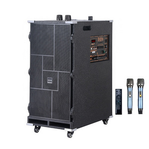 Factory High Quality  350W Dual 12 Inch  Active Outdoor Speaker 12V/20A Battery Active Line Array Speaker With Wireless MIC/USB