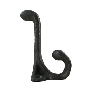 Premium Quality Unique Design Solid Furniture Hardware Cast Iron Material Cabinet Door Use Black Brass Wall Hook Coat Hook