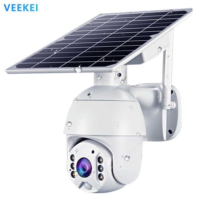 VEEKEI  Innovative 4G WIFI PTZ solar panel cctv doorbell surveillance outdoor camera solar street light 1080p hd IP Camera