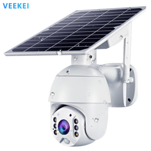 VEEKEI  Innovative 4G WIFI PTZ solar panel cctv doorbell surveillance outdoor camera solar street light 1080p hd IP Camera