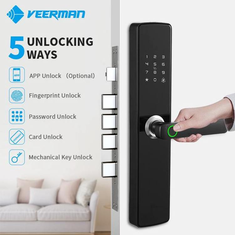 Gate Door  Tuya App Wifi Keyless Fingerprint IC Card Password  Digital Safe Smart Door Lock