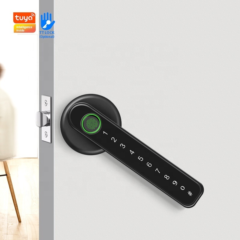 Z2-Anti Theft  TTlock APP TUYA APP Biometric Fingerprint Digital Lock Smart Door Handle Lock