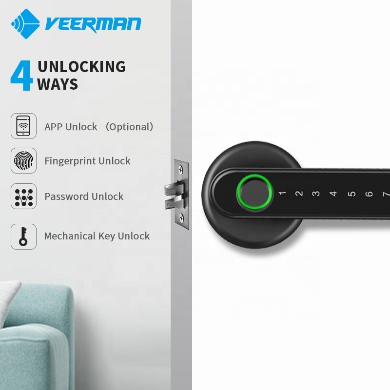 Z2-Anti Theft  TTlock APP TUYA APP Biometric Fingerprint Digital Lock Smart Door Handle Lock