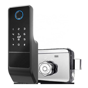 Tuya APP  TTlock APP  Control  Electric Fingerprint Keyless Waterproof Rim Door Lock For Outdoor Gate Front Door.