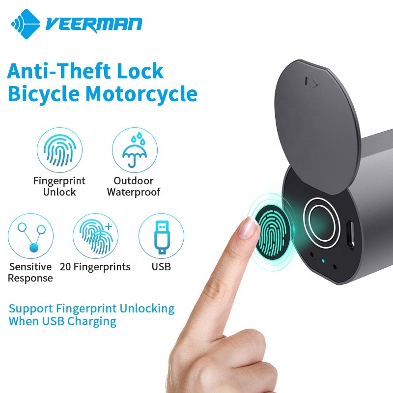 USB Charge Anti-Theft Fingerprint Lock Bicycle Scooter Smart Cable Fingerprint Lock