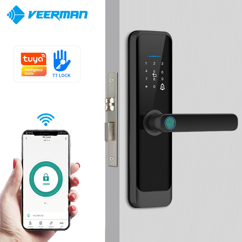 New Arrival Smart Door Lock Fingerprint Card Tuya Wifi TTlock APP  Camera Peephole Cat Eye Door Locks