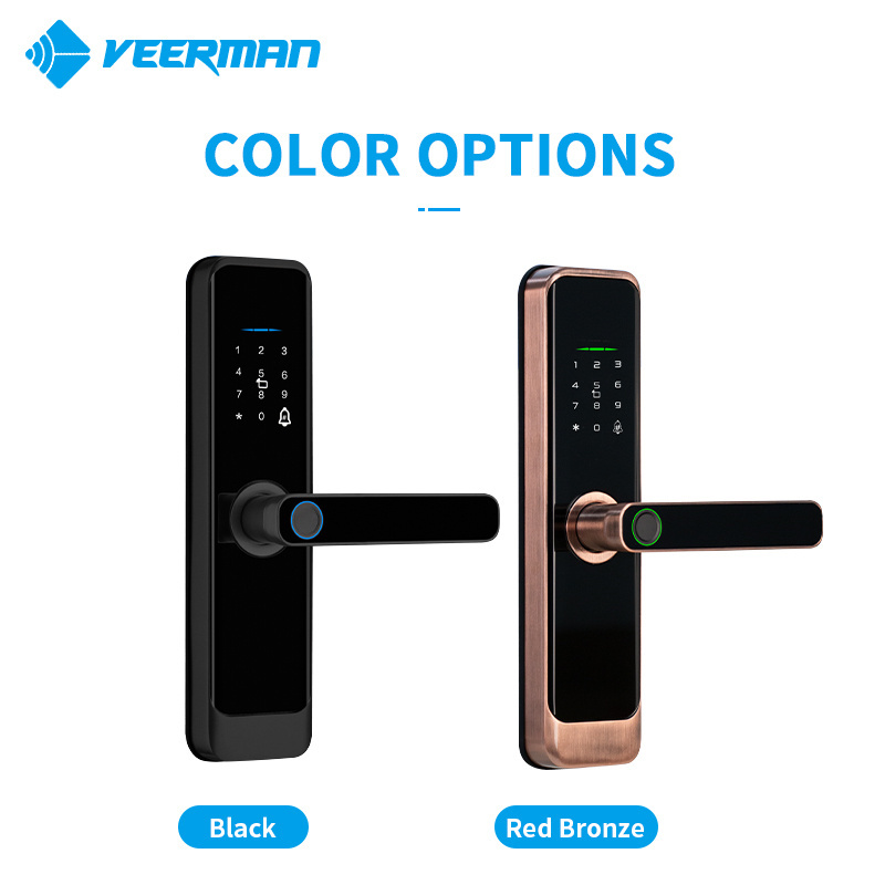 New Arrival Smart Door Lock Fingerprint Card Tuya Wifi TTlock APP  Camera Peephole Cat Eye Door Locks