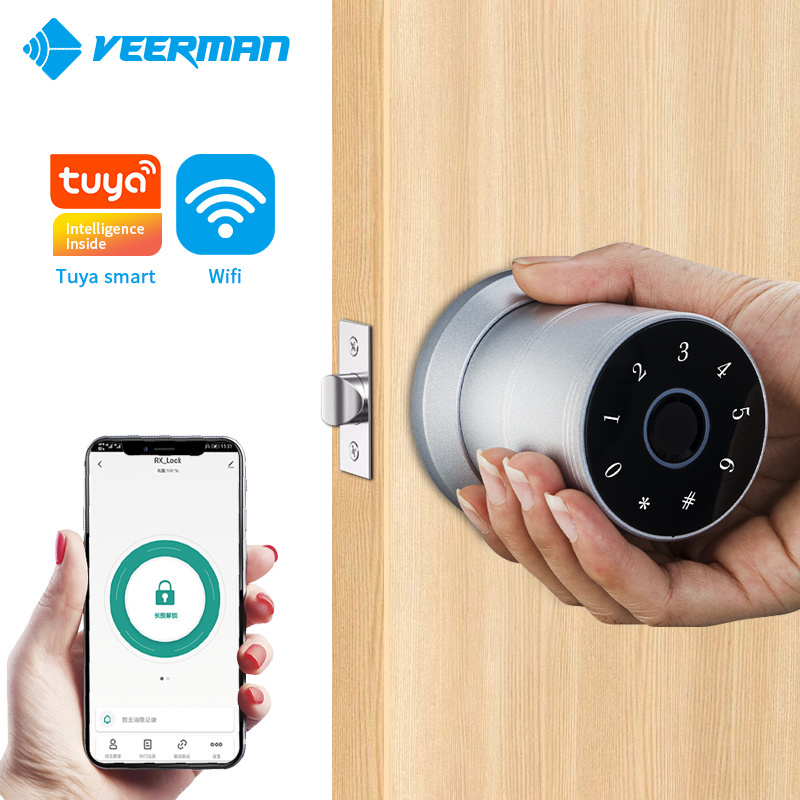 Good Quality Tuya Wifi TTlock Round Knob Smart Cylinder Door Lock European Style Smart Locks For Front Door