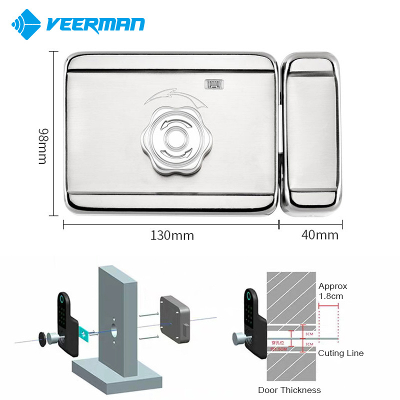 Double Sided Fingerprint Tuya wifi TTlock Outdoor Gate Door Electronic Fingerprint Door Lock Smart Electric Rim door Lock