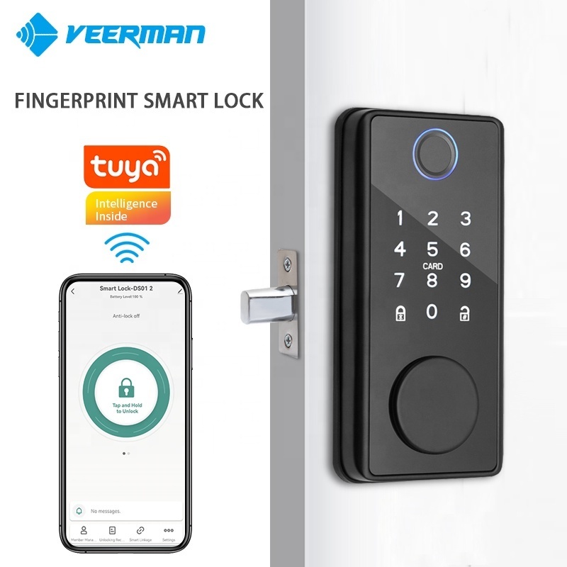 Manufacturer Tuya App TTlock APP Mobile Conttol Cerraduras Rim Door Lock  Fingerprint Smart Lock