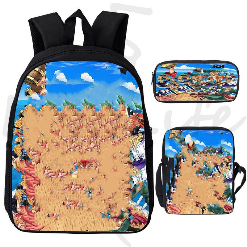 Oem printed cute cartoon character kids 3d 3 set anime school bags and backpacks zipper Bookbag Back to School Backpack Mochila