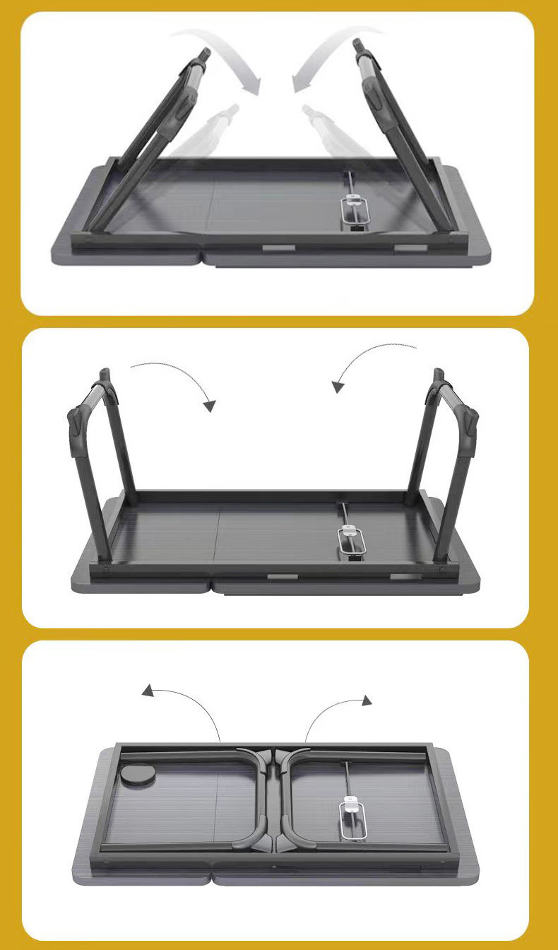 Folding Breakfast Tray Portable Lap Standing Desk Notebook Stand Reading table with ubs book cup holder