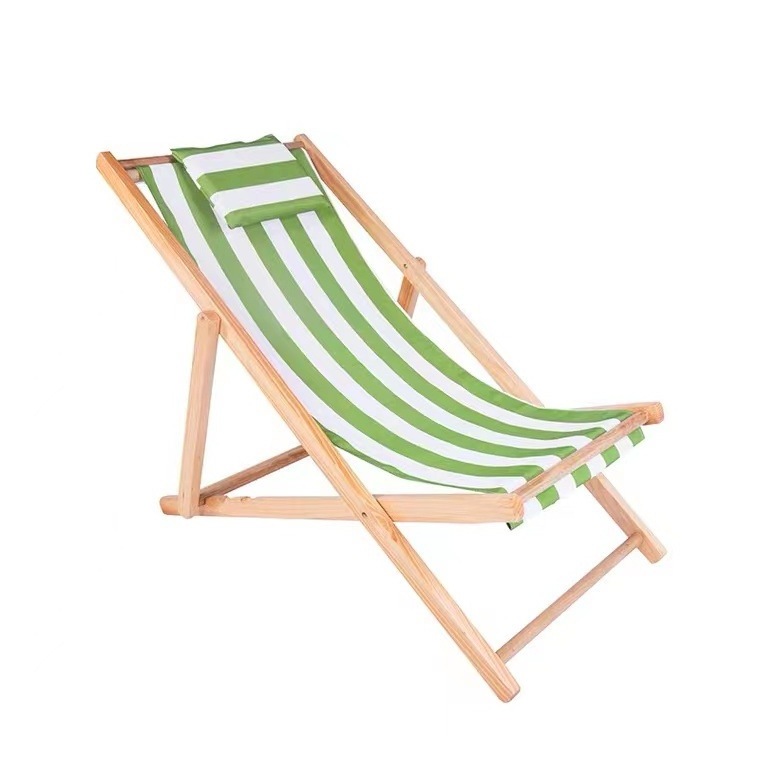 Wooden Deck Chair Adjustable Folding Beach Chair Custom Foldable Beach Outdoor Recliner Sun Lounge Chair