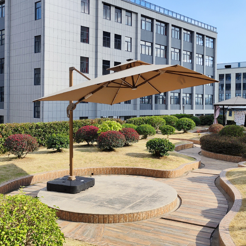 Wholesale cantilever umbrella solar umbrella & base LED light parasols patio garden outdoor furniture umbrellas nature