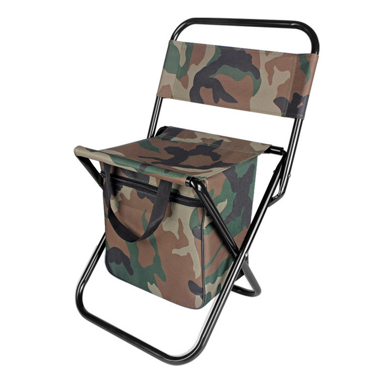 Outdoor Durable 600D Oxford Portable Folding Camping Fashing Chair with Backrest Cooler Bag