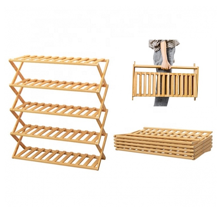 Wholesale Portable Folding and Retractable Shoe Storage Cabinet Shoe Rack Wooden Shoe Racks for Home